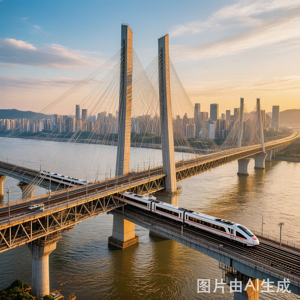 渝万高铁石沱长江大桥航拍