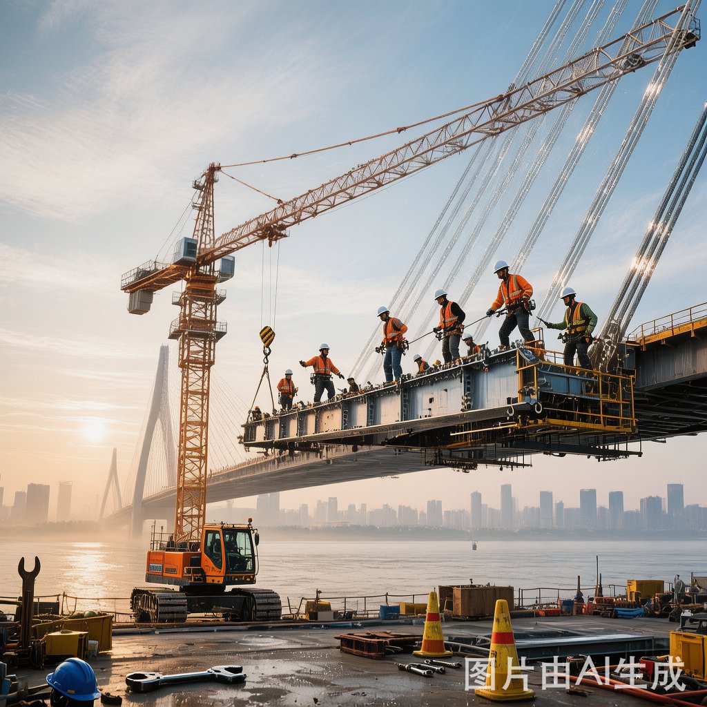 石沱长江大桥施工现场