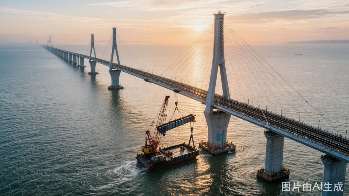 世界最大跨度！杭州湾跨海铁路桥中航道桥首节钢梁架设成功